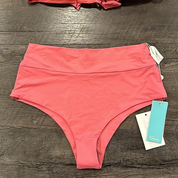 Shore XL Bubble Gum Pink Two-Piece Bandeau Tie Bikini - Picture 11 of 14